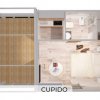Pianta di un appartamento con camera e veranda.